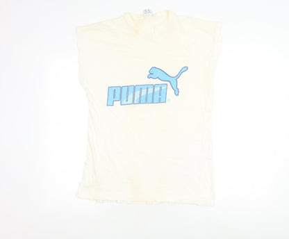 Puma Men's Ivory Sleeveless Crew Neck Logo T-Shirt Size 38