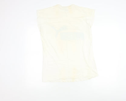 Puma Men's Ivory Sleeveless Crew Neck Logo T-Shirt Size 38