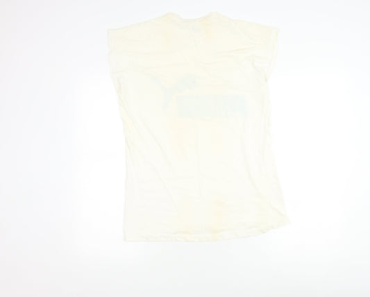 Puma Men's Ivory Sleeveless Crew Neck Logo T-Shirt Size 38