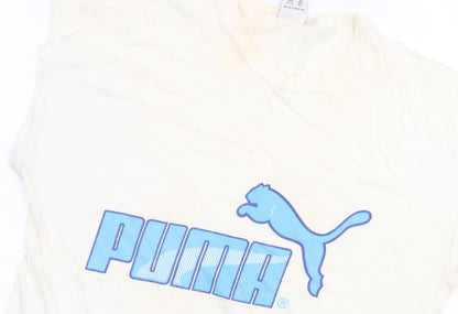 Puma Men's Ivory Sleeveless Crew Neck Logo T-Shirt Size 38