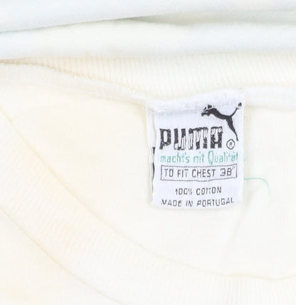 Puma Men's Ivory Sleeveless Crew Neck Logo T-Shirt Size 38