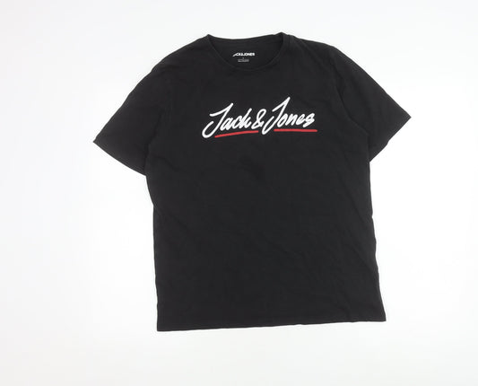 Mens UK Size L JACK & JONES Black  T-Shirt