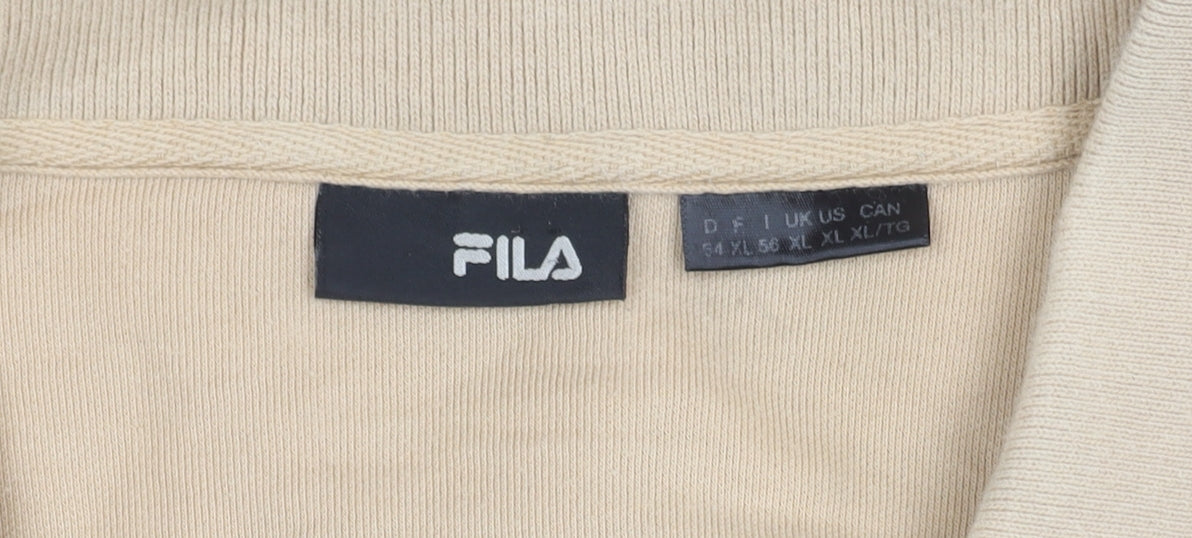 Fila Men's Beige Long Sleeve Polo Shirt XL
