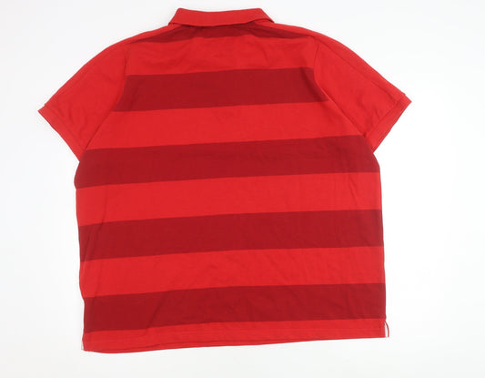 Slazenger Men's Red Striped Polo Shirt 3XL Collared Casual