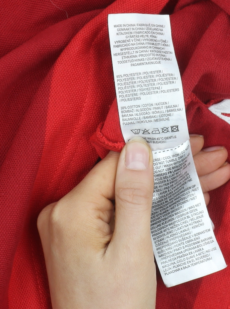 Slazenger Men's Red Striped Polo Shirt 3XL Collared Casual