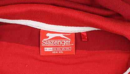 Slazenger Men's Red Striped Polo Shirt 3XL Collared Casual