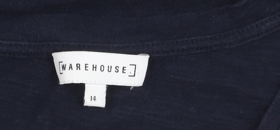 Womens UK Size 14 Warehouse Blue Basic T-Shirt