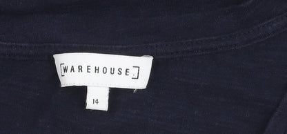 Womens UK Size 14 Warehouse Blue Basic T-Shirt