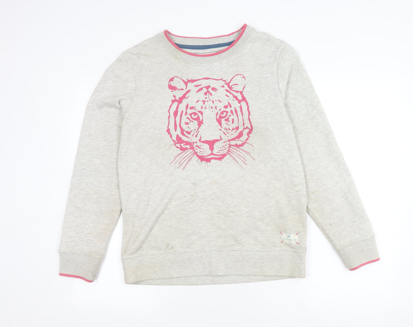 Brakeburn Women’s Grey Tiger Print Pullover Sweatshirt