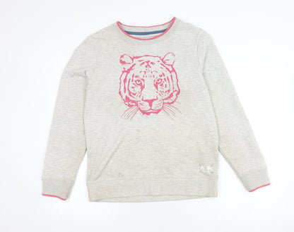 Brakeburn Women’s Grey Tiger Print Pullover Sweatshirt