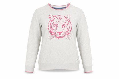 Brakeburn Women’s Grey Tiger Print Pullover Sweatshirt