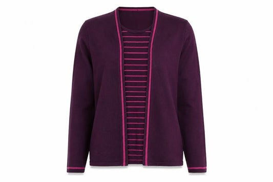 Womens UK Size 14 Eastex Purple Cardigan Jumper