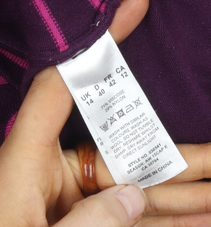 Eastex Women's Purple Cardigan Size 14, Striped Knit