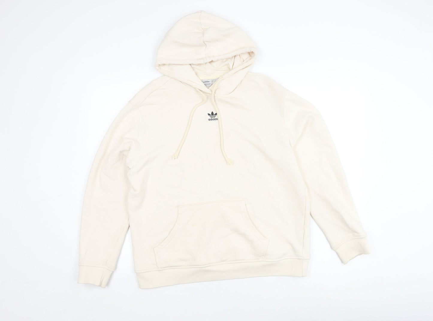 Adidas Ivory Unisex L Pullover Hoodie with Logo