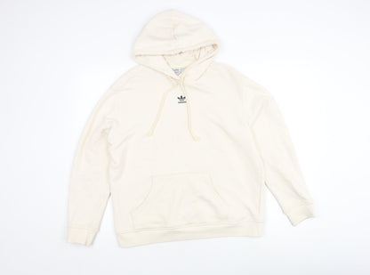 Adidas Ivory Unisex L Pullover Hoodie with Logo