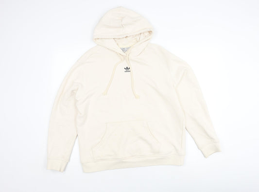 Adidas Ivory Unisex L Pullover Hoodie with Logo