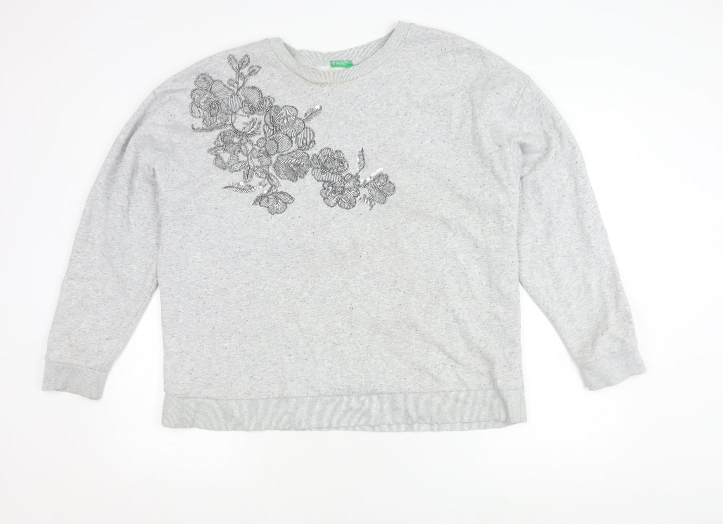 Womens UK Size XS United Colors of Benetton Grey Pullover Jumper