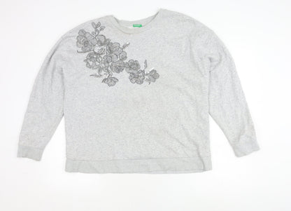 Womens UK Size XS United Colors of Benetton Grey Pullover Jumper