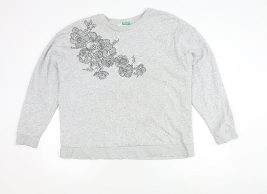 Womens UK Size XS United Colors of Benetton Grey Pullover Jumper