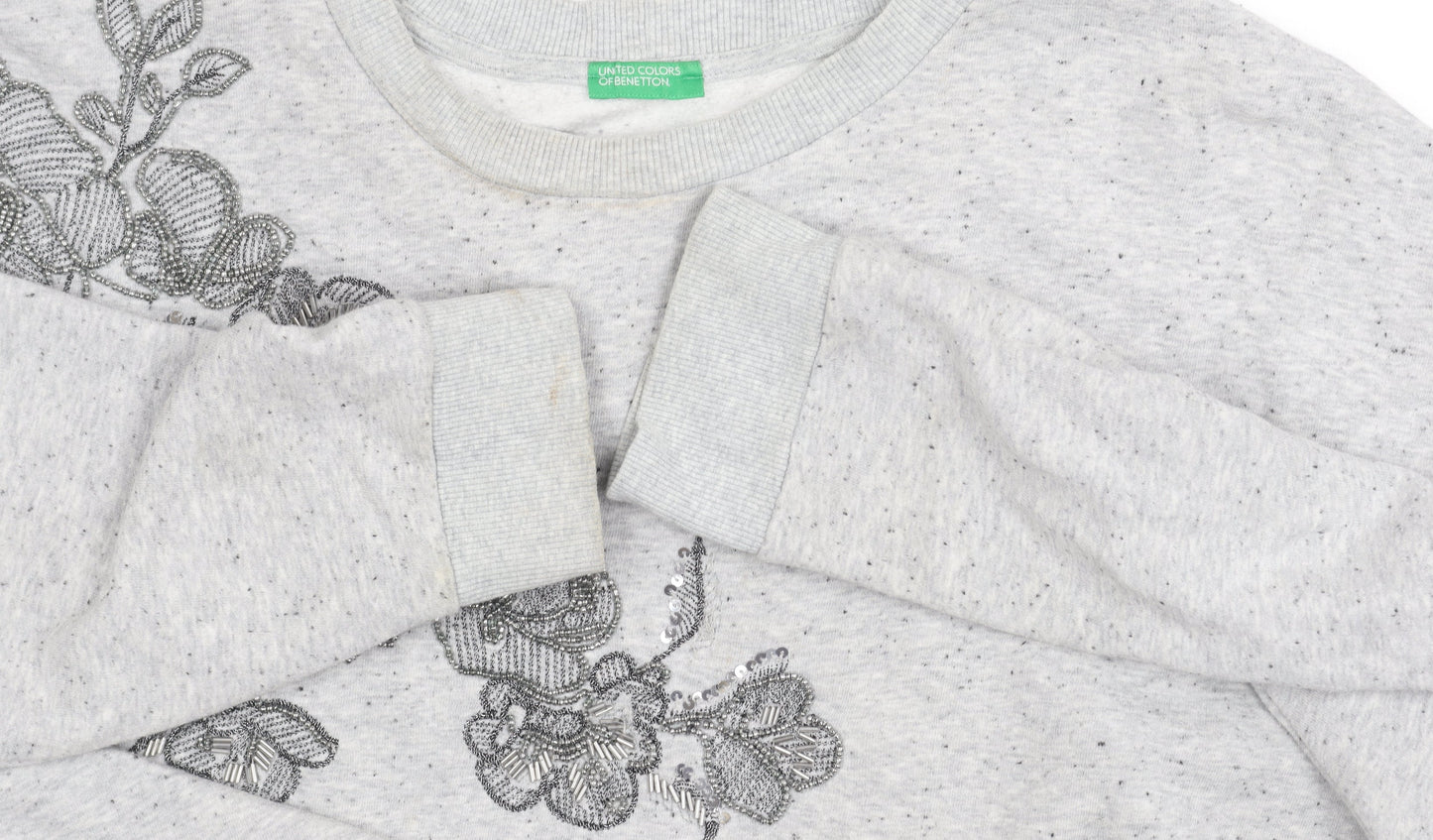 Womens UK Size XS United Colors of Benetton Grey Pullover Jumper