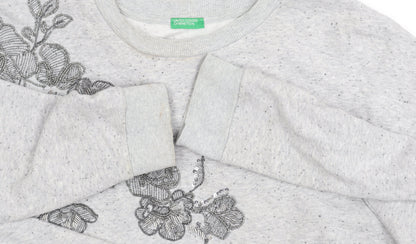 Womens UK Size XS United Colors of Benetton Grey Pullover Jumper
