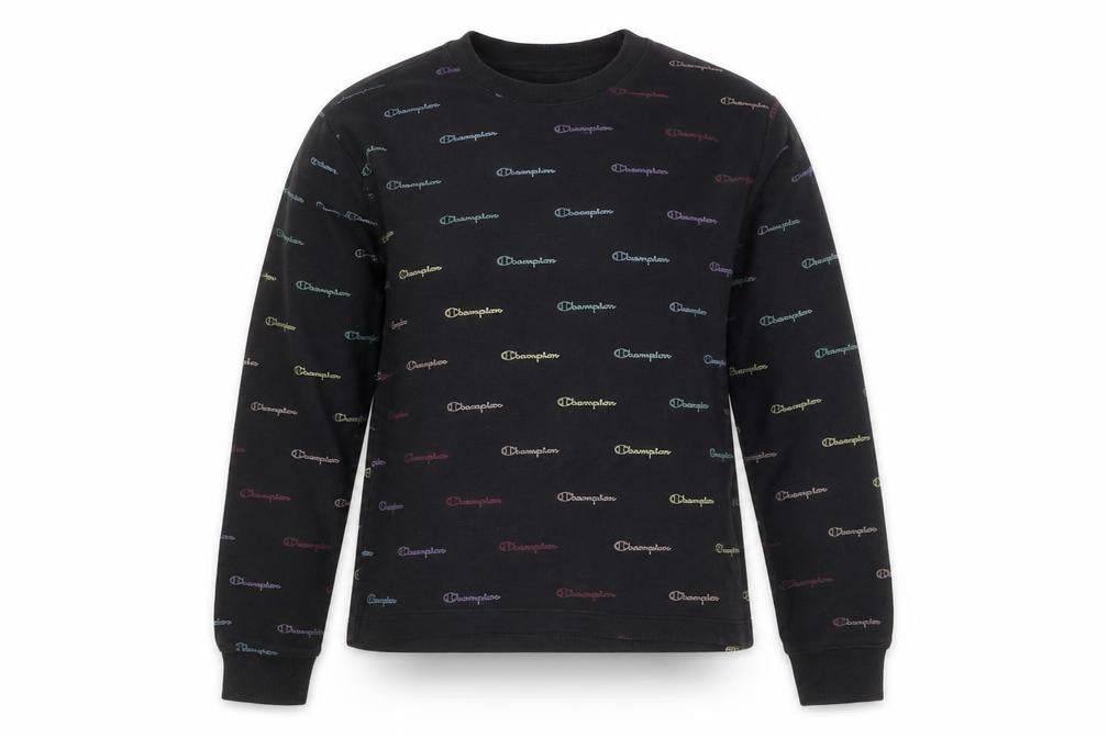 Front view of Champion girls’ black logo sweatshirt l - stylish & comfortable