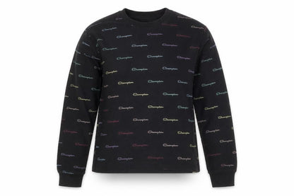 Front view of Champion girls’ black logo sweatshirt l - stylish & comfortable