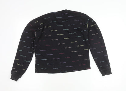 Champion Girls Black Logo Sweatshirt L - Stylish & Comfortable