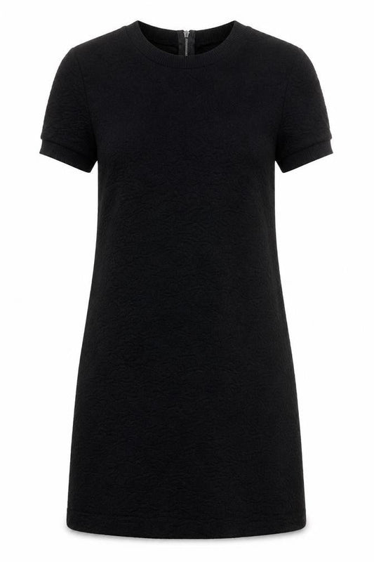Front view of Zara Woman Black Shift Dress, size 12, Elegant Style