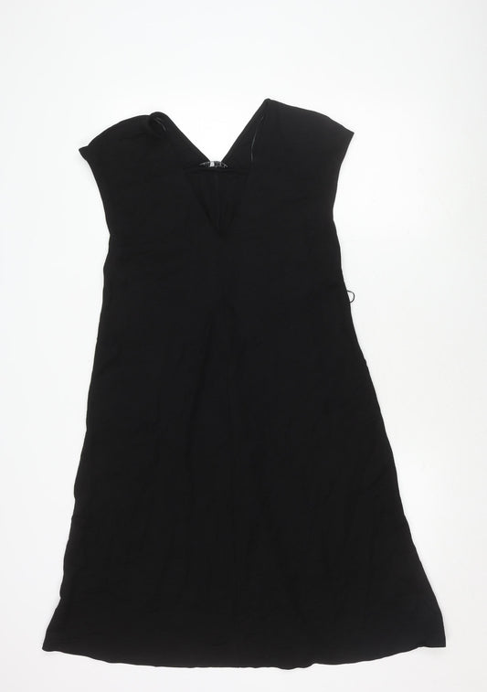 Zara Women’s Black V-Neck Dress - Size S, Elegant Wear