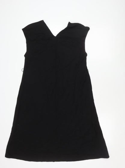 Zara Women’s Black V-Neck Dress - Size S, Elegant Wear