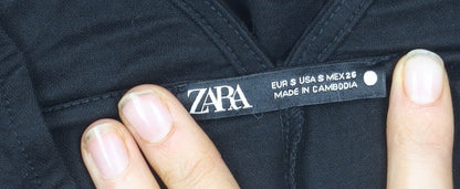 Zara Women’s Black V-Neck Dress - Size S, Elegant Wear