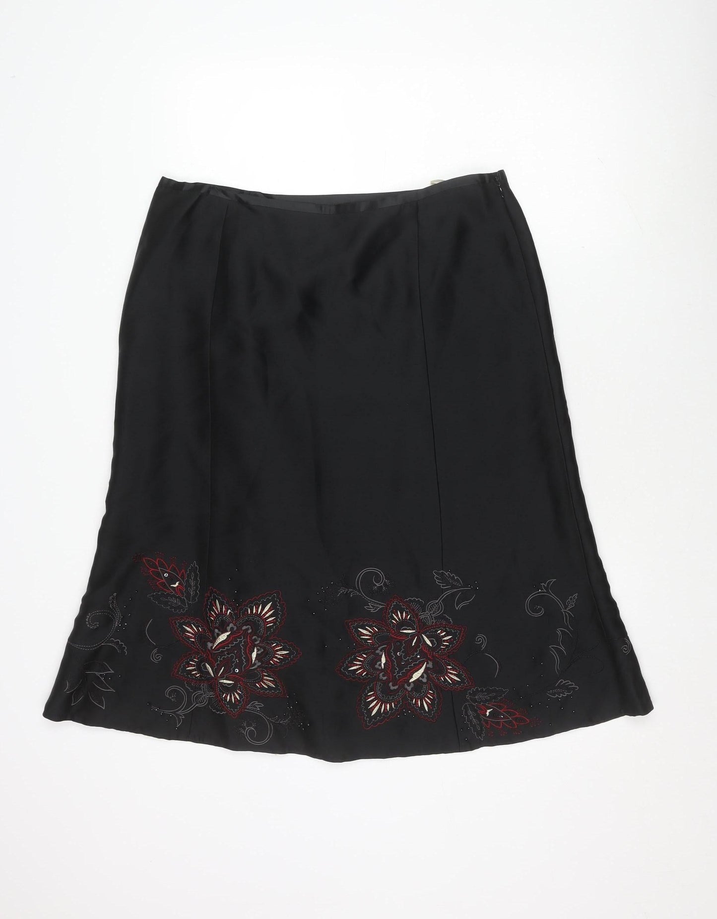 Precis Petite Women's Black Embroidered Skirt Size 16
