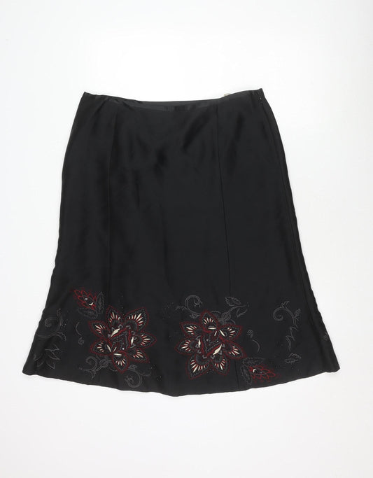 Precis Petite Women's Black Embroidered Skirt Size 16