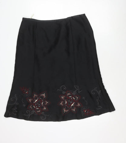 Precis Petite Women's Black Embroidered Skirt Size 16