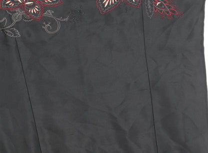 Precis Petite Women's Black Embroidered Skirt Size 16