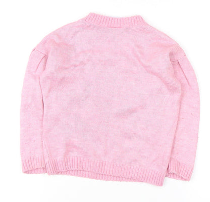 Disney Girls Pink Pullover Jumper with Bow, Size 4 Years