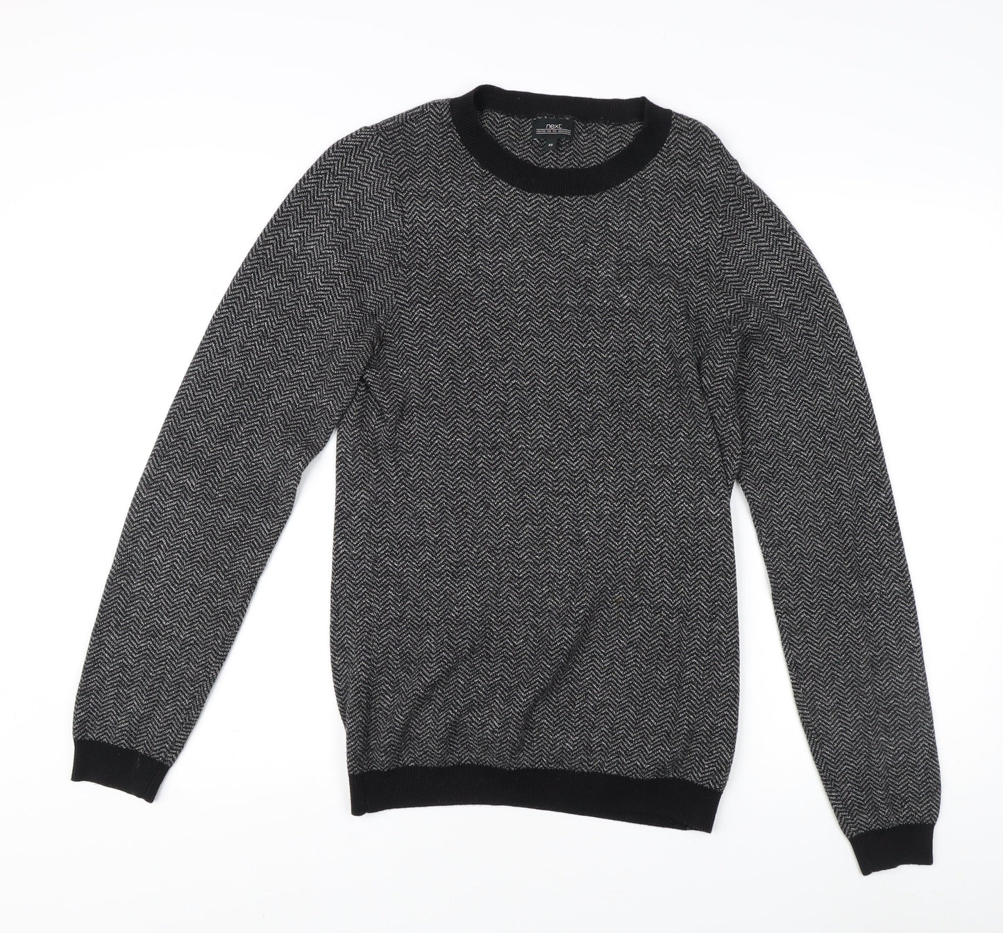Next Men's Black XS Pullover Sweater - Cotton Crew Neck