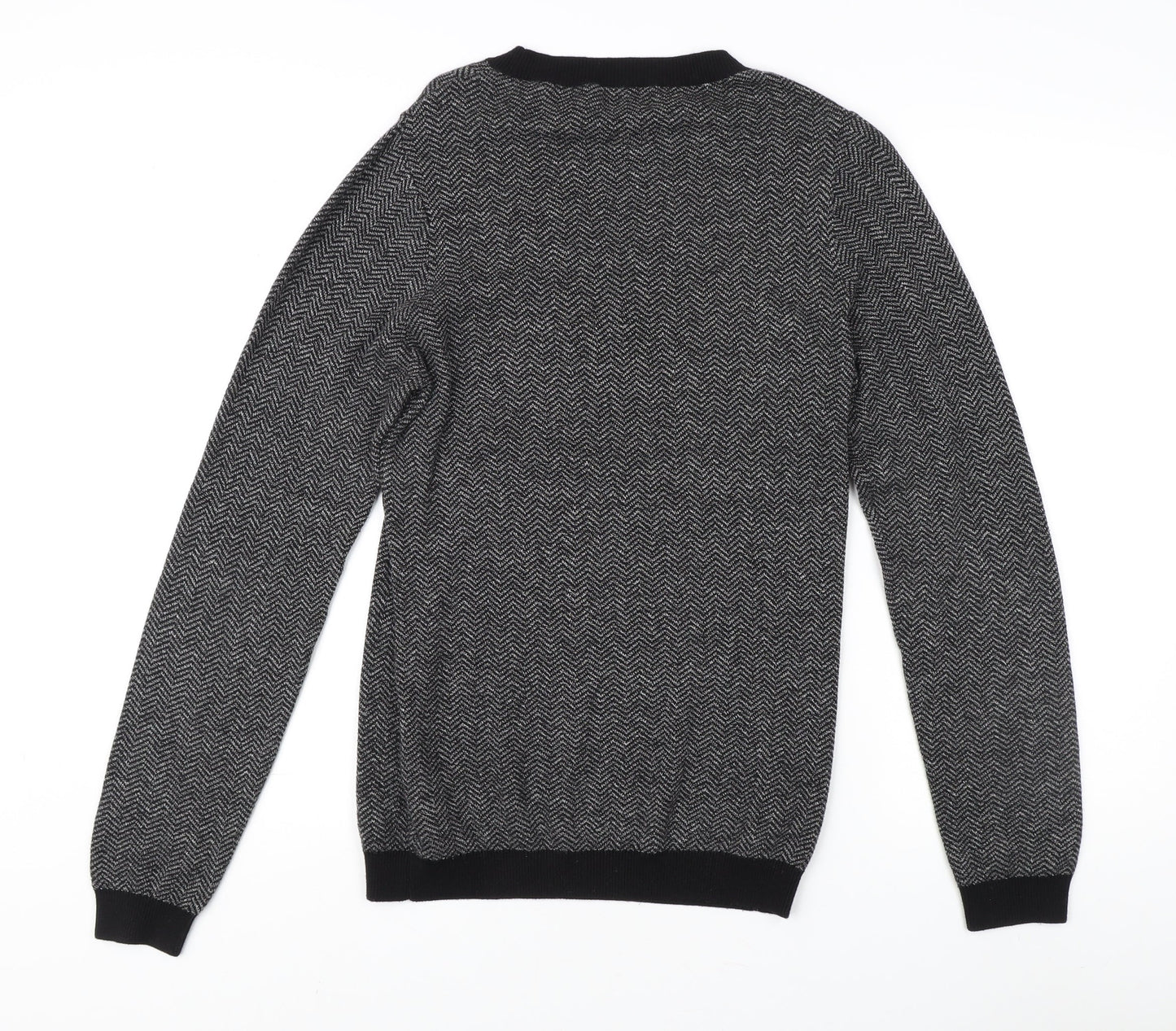 Next Men's Black XS Pullover Sweater - Cotton Crew Neck