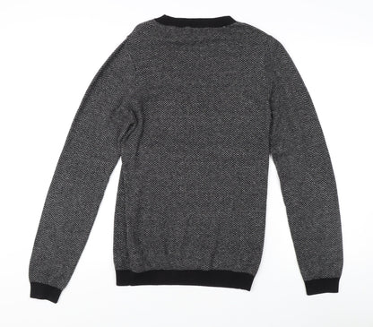 Next Men's Black XS Pullover Sweater - Cotton Crew Neck