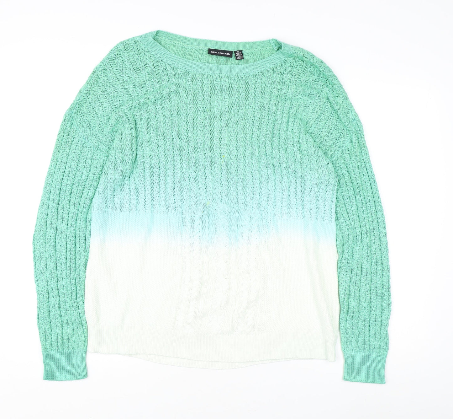 Womens UK Size XL Nina Leonard Green Pullover Jumper