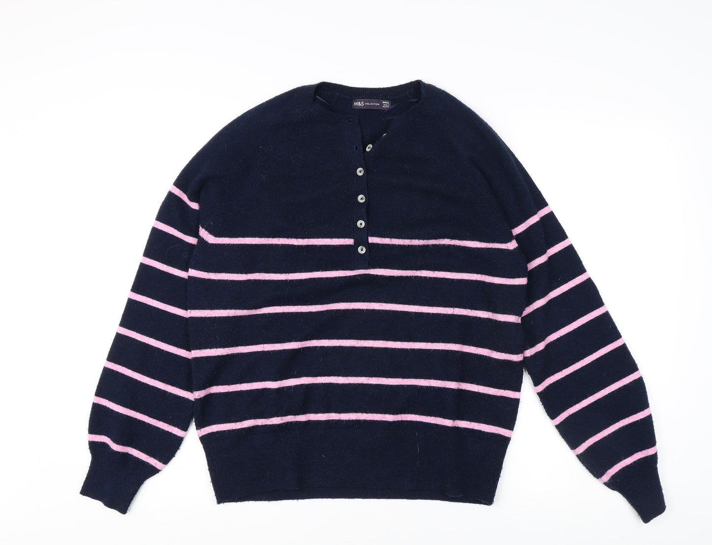 Womens UK Size S Marks and Spencer Multicoloured Henley Jumper