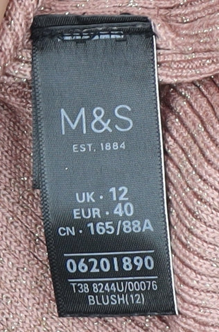 Womens UK Size 12 Marks and Spencer Pink Pullover Jumper