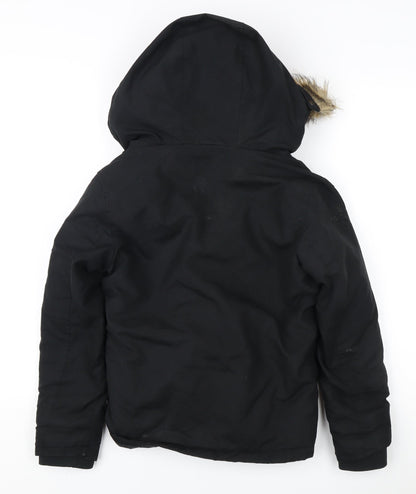 Jack & Jones Boys Black Parka Coat 12 Years Winter Lined