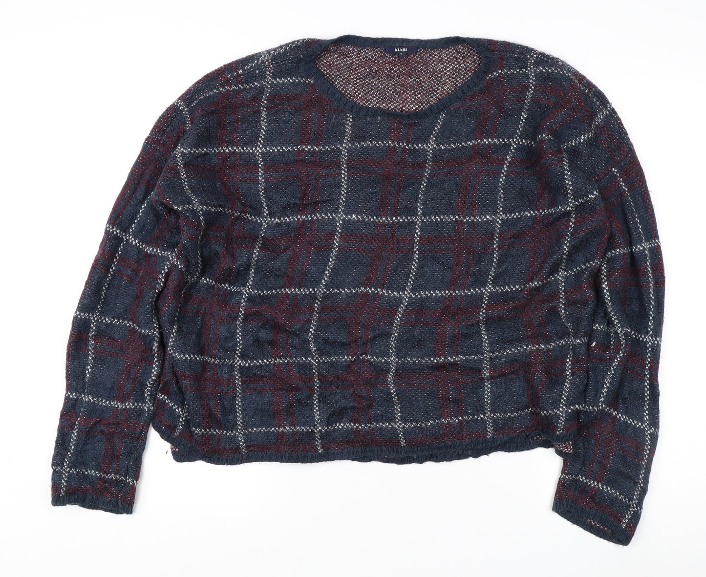 KIABI Men's Blue XL Pullover Jumper, Check Pattern