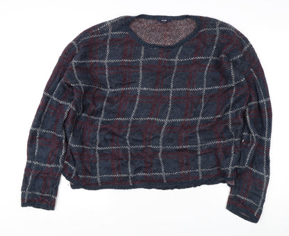 KIABI Men's Blue XL Pullover Jumper, Check Pattern