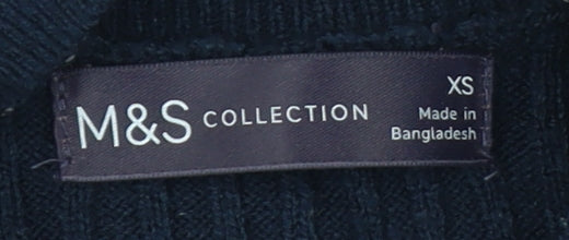 Marks and Spencer Men's Blue Striped XS Jumper