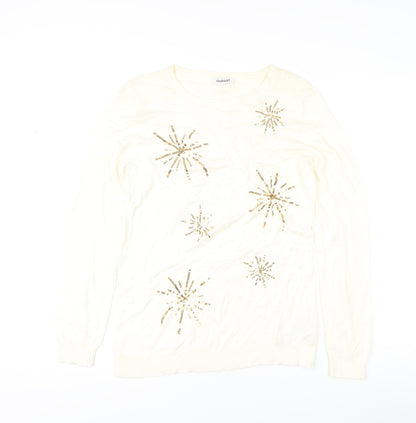 Damart Ivory Sequin Women's S Pullover Jumper