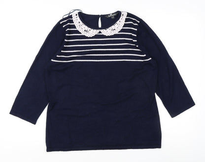 Bonmarche Women's Blue Striped Pullover Jumper, Size 16/18