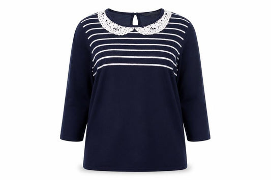 Bonmarche Women's Blue Striped Pullover Jumper, Size 16/18